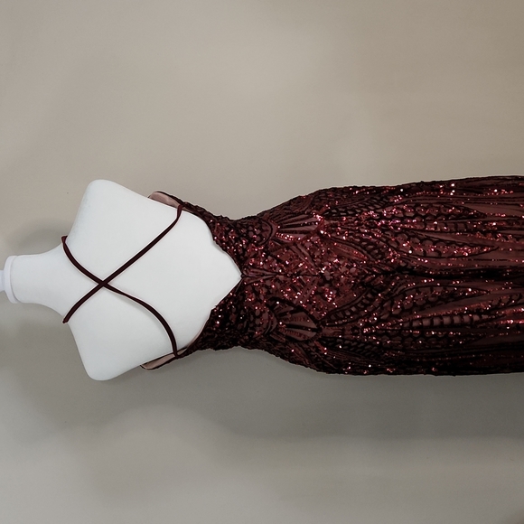 NW Nightway Sequined High Neck Backless Prom Dress - Picture 9 of 15